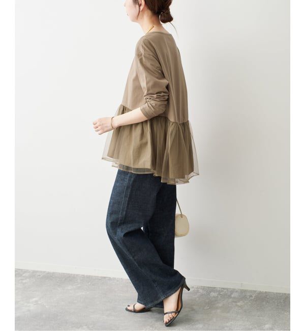 Spick and Span「《追加》チュールコンビフレアプルオーバー」|Tシャツ・カットソー|
