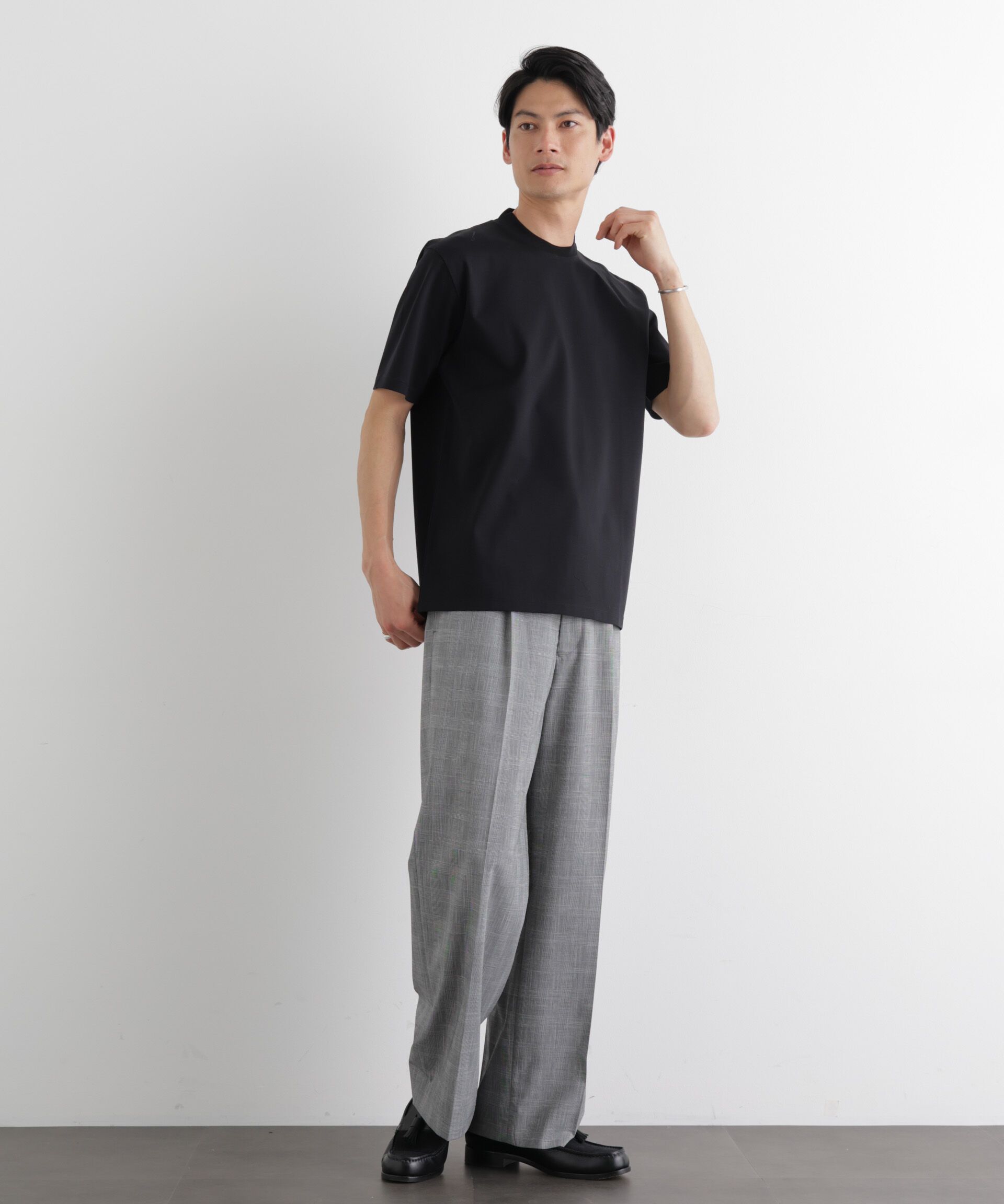 NANO universe「ジャケT(R) プレミアム クルーネック 半袖」|Tシャツ・カットソー|