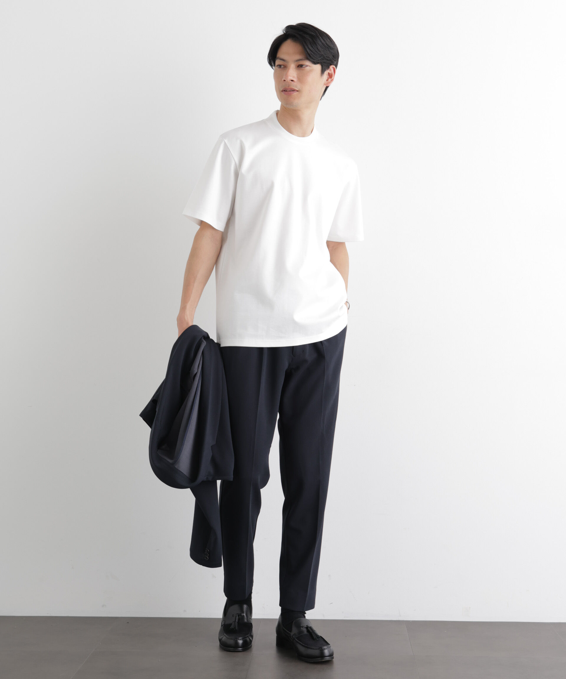 NANO universe「ジャケT(R) プレミアム クルーネック 半袖」|Tシャツ・カットソー|