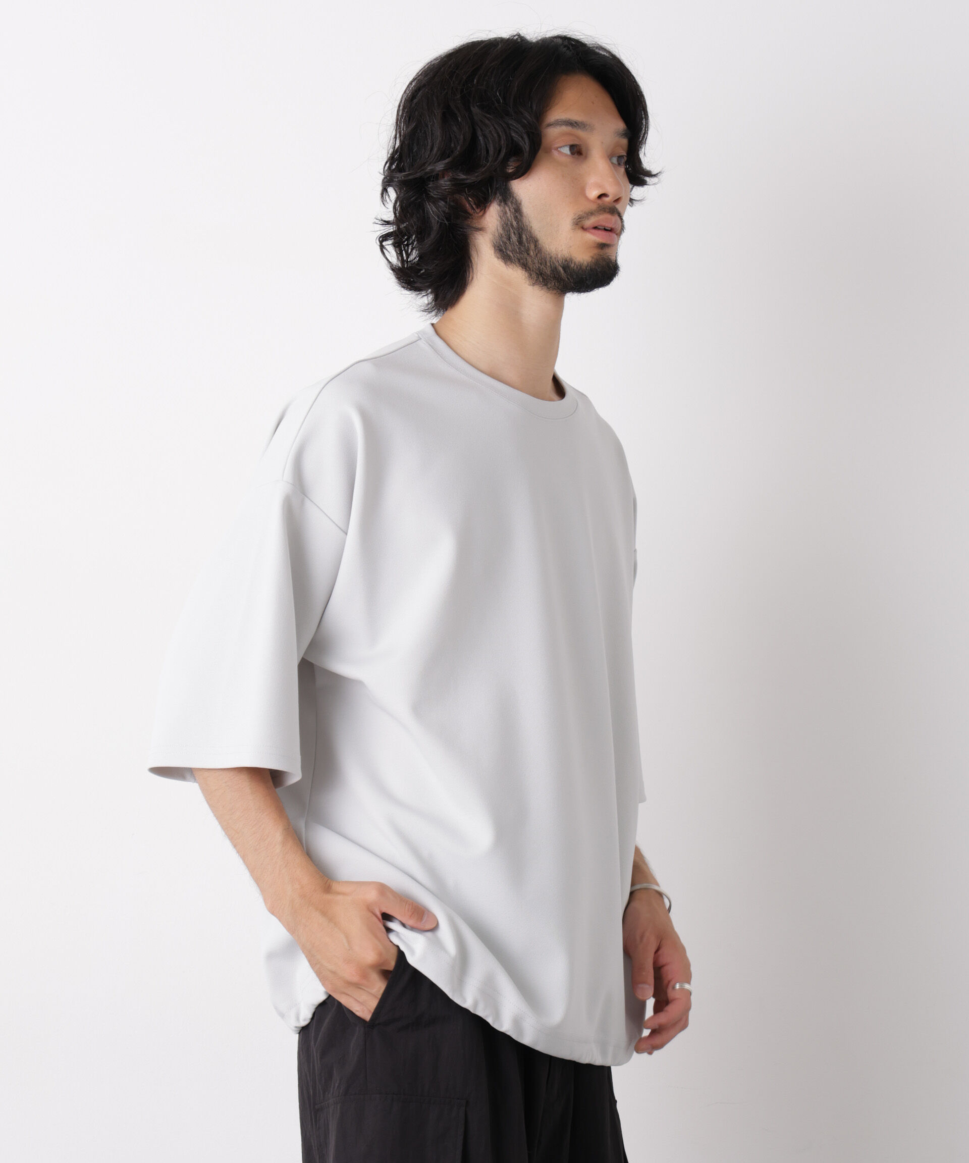 NANO universe「オーバーサイズ ブークレビッグTシャツ 半袖」|Tシャツ・カットソー|L.グレー1