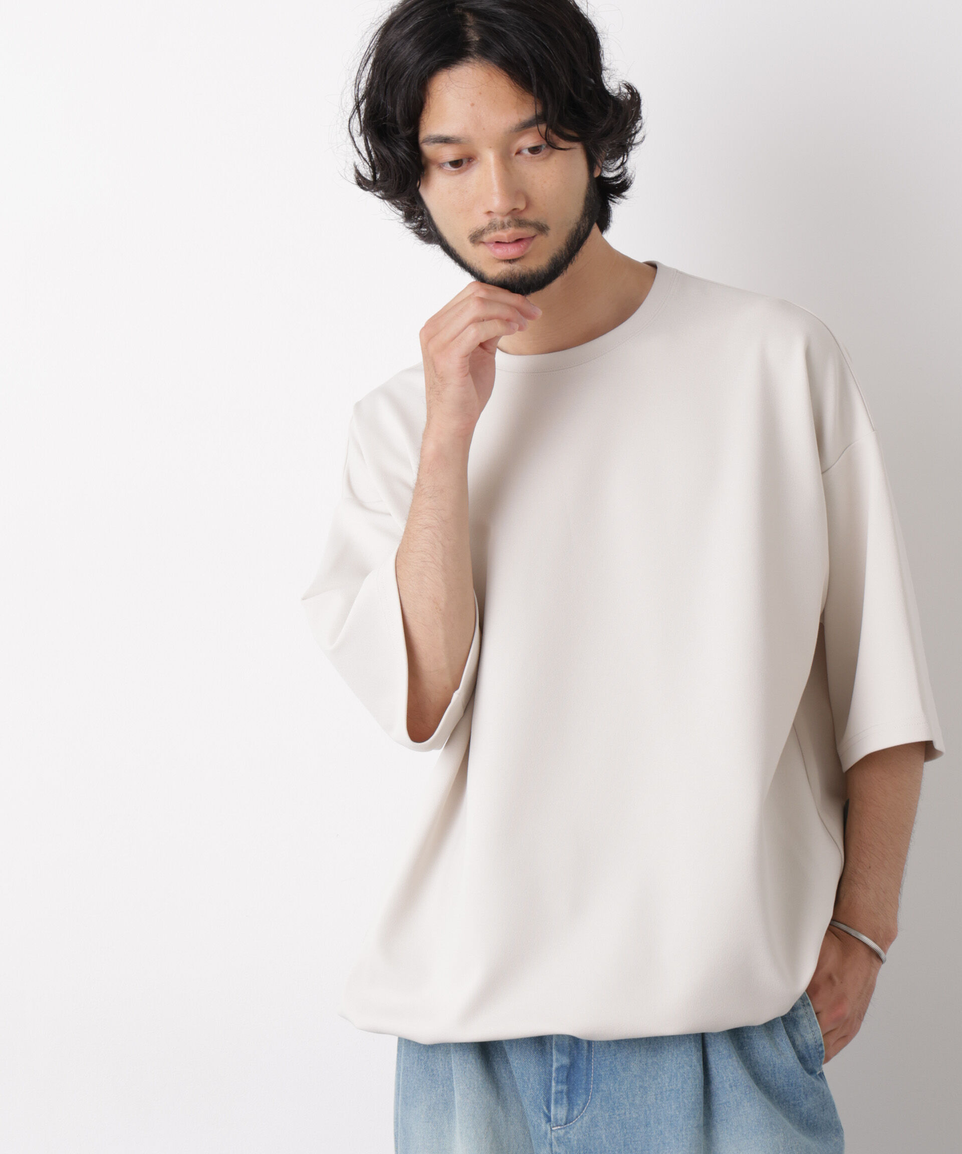NANO universe「オーバーサイズ ブークレビッグTシャツ 半袖」|Tシャツ・カットソー|アイボリー7
