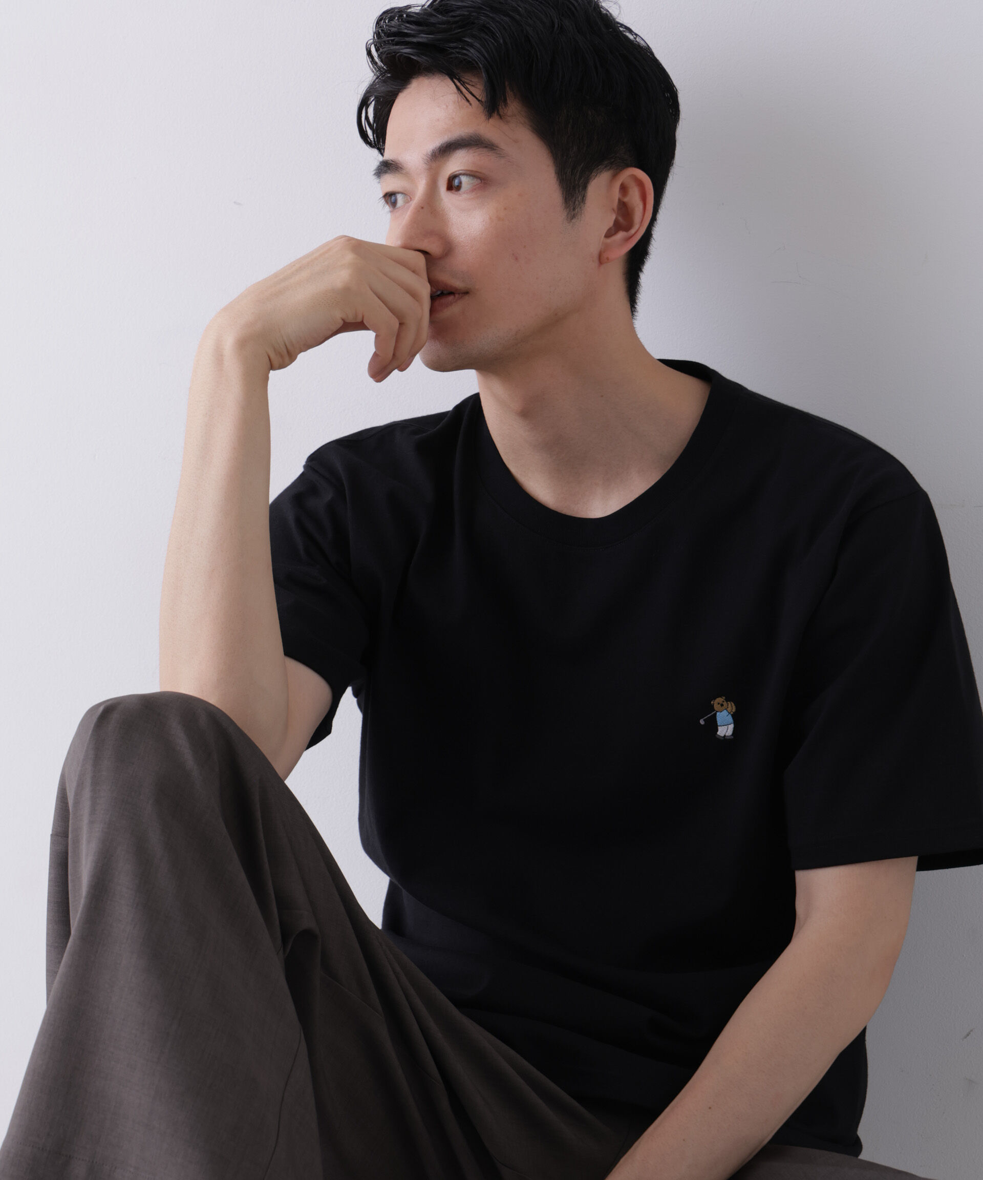 NANO universe「ナノベアCOOL Tシャツ 半袖3 ゴルフ」|Tシャツ・カットソー|ブラック