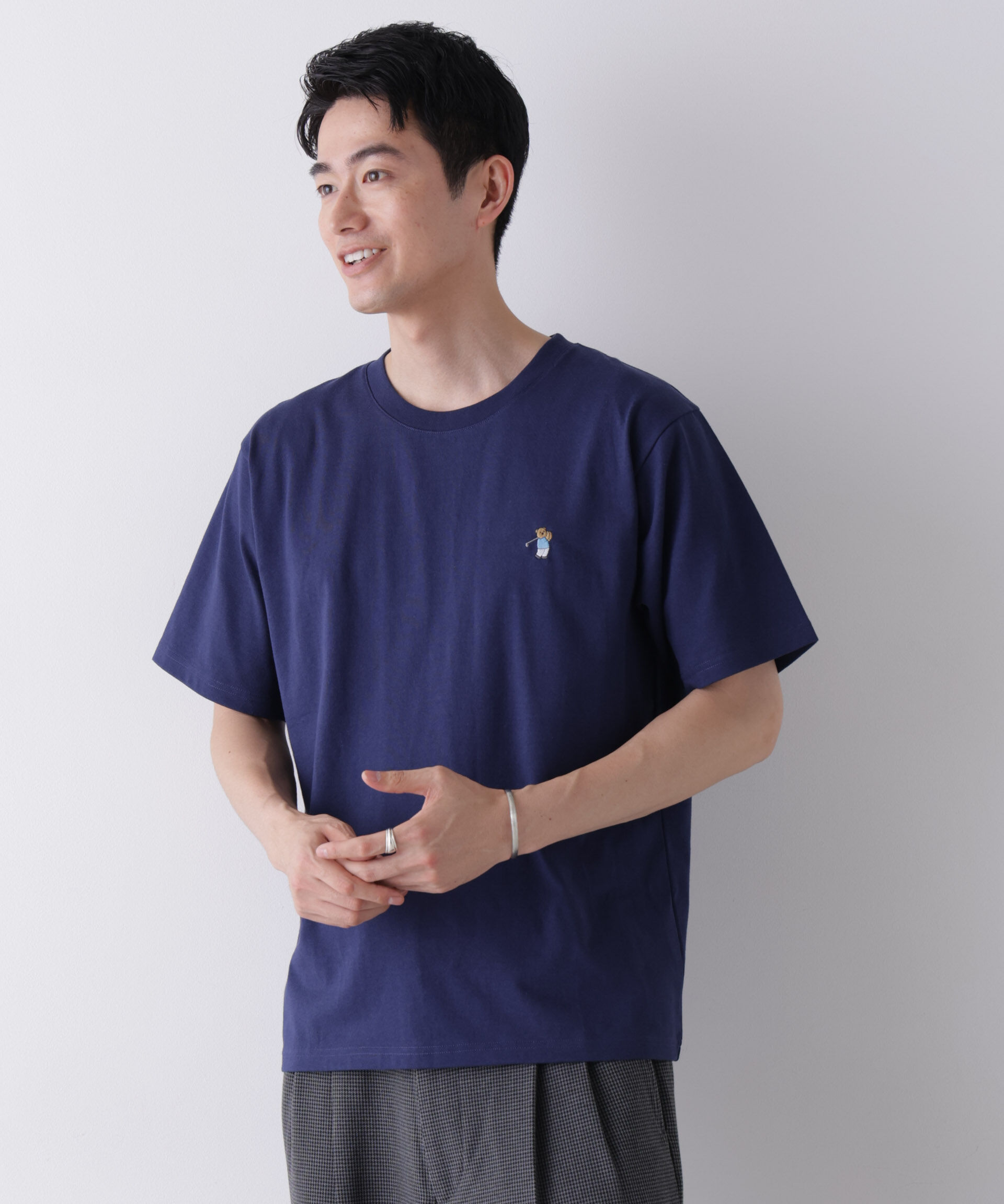 NANO universe「ナノベアCOOL Tシャツ 半袖3 ゴルフ」|Tシャツ・カットソー|ネイビー
