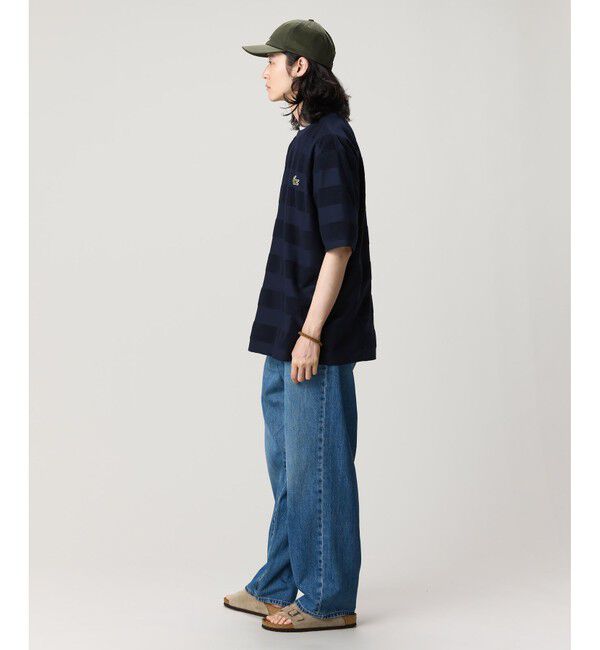 LACOSTE「オーバーサイズ パイル地切り替え同色ボーダーTシャツ」|Tシャツ・カットソー|
