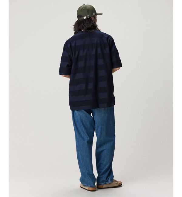 LACOSTE「オーバーサイズ パイル地切り替え同色ボーダーTシャツ」|Tシャツ・カットソー|