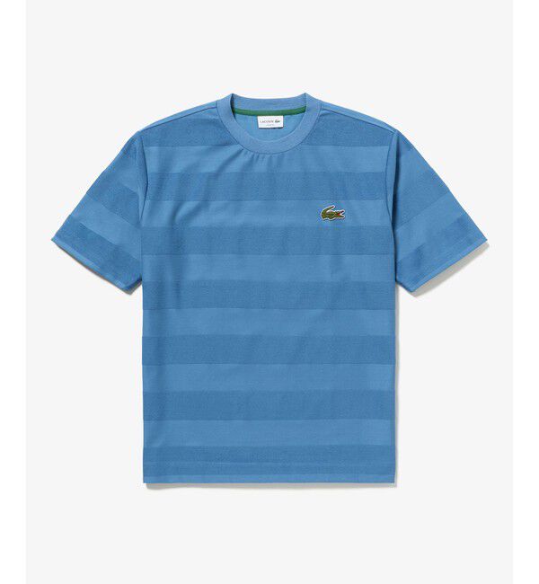 LACOSTE「オーバーサイズ パイル地切り替え同色ボーダーTシャツ」|Tシャツ・カットソー|