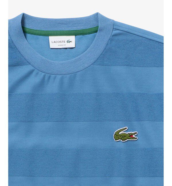 LACOSTE「オーバーサイズ パイル地切り替え同色ボーダーTシャツ」|Tシャツ・カットソー|