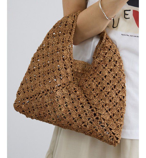 SALON adam et rope'「【African Square（アフリカンスクエアー）】ラフィアバッグ平底パッチワーク扇」|ハンドバッグ|