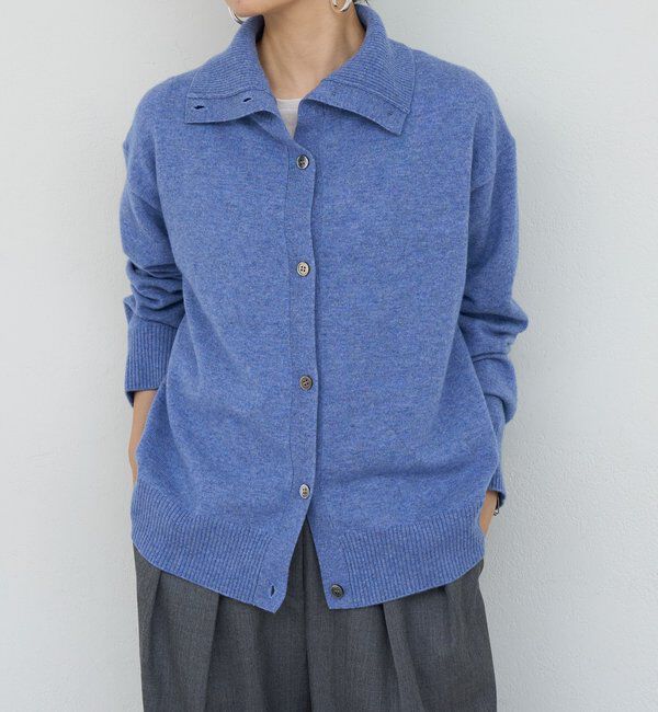 「《ウール/カシミヤ》タートルネックニットカーディガン」|カーディガン|ブルー