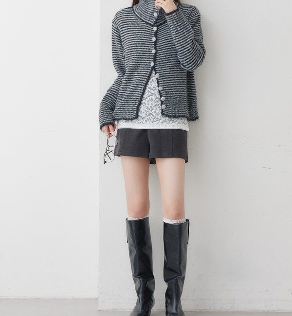  「襟付きボーダーニットガーディガン 」|カーディガン|