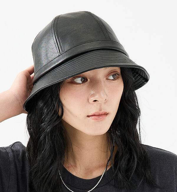 ABAHOUSE「【RUBEN/ルーベン】FAKE LEATHER METRO HAT/フェイクレ」|その他|ブラック