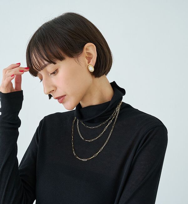 Rouge vif「前後2WAYウール釦テレコタートルカットソー」|Tシャツ・カットソー|