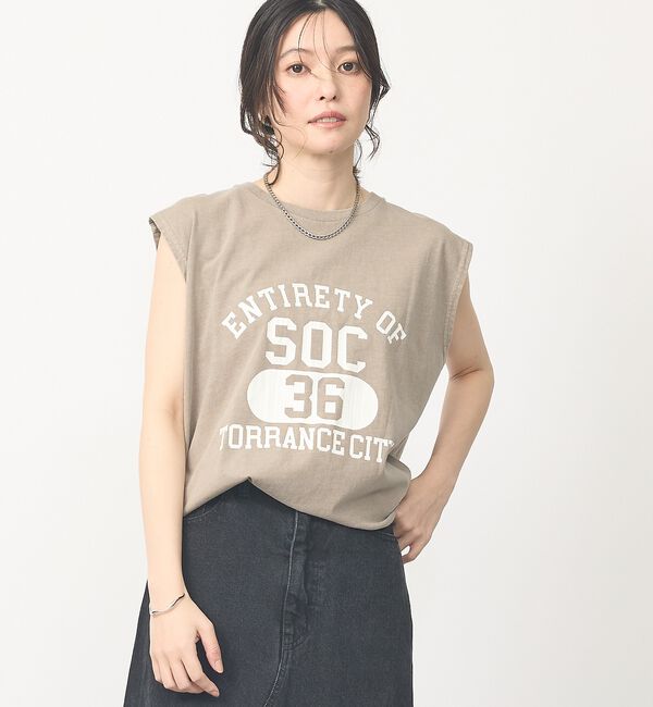 abahouse mavie「【ヴィンテージ風】ピグメントロゴノースリーブ」|Tシャツ・カットソー|