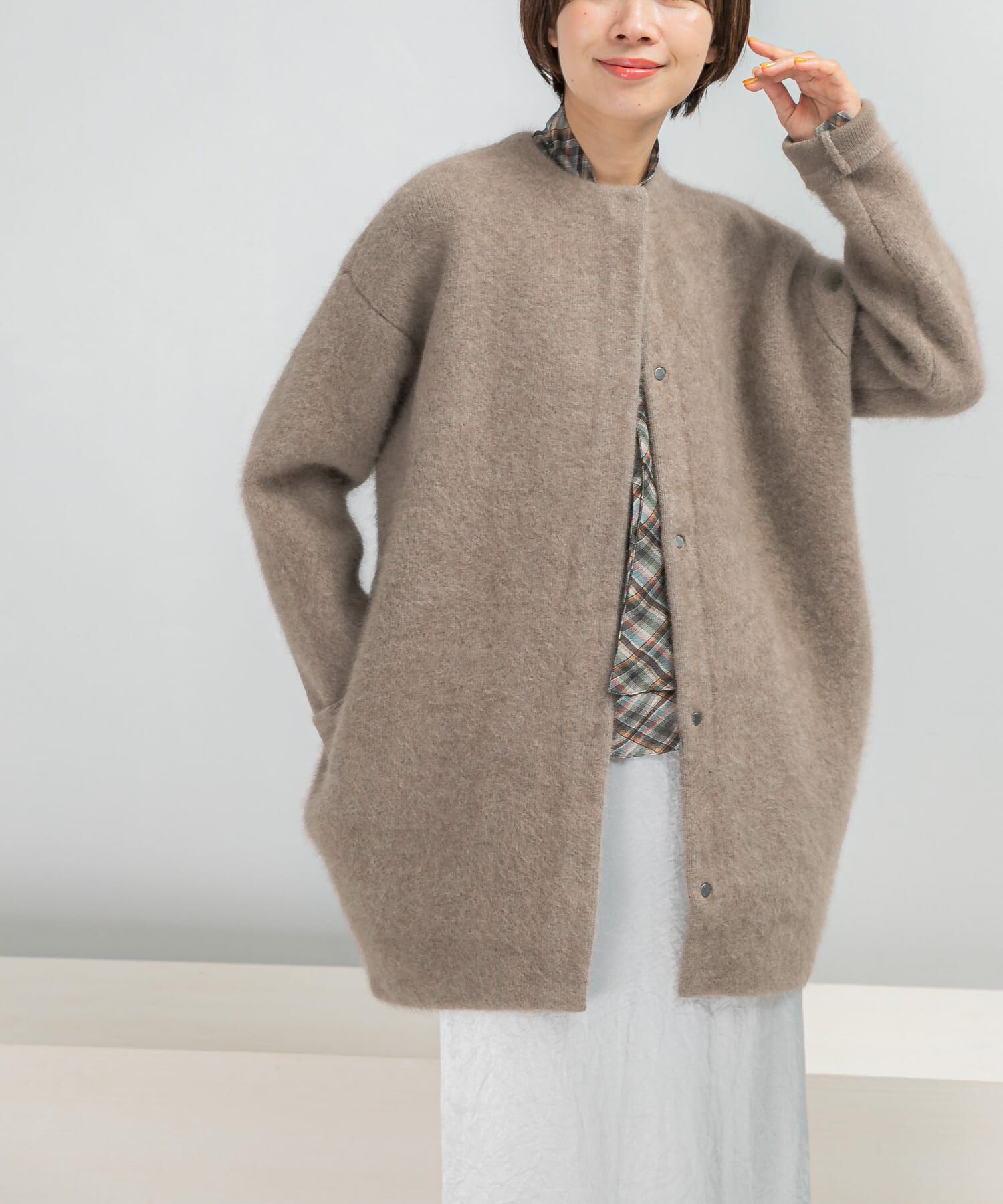 URBAN RESEARCH ROSSO「ELENDEEK　CREW-NECK RACCOON MIX WCARDIGAN」|カーディガン|