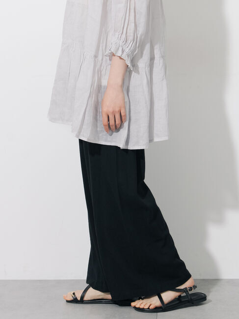 Samansa Mos2「麻レーヨンストレッチパンツ」|その他|ブラック