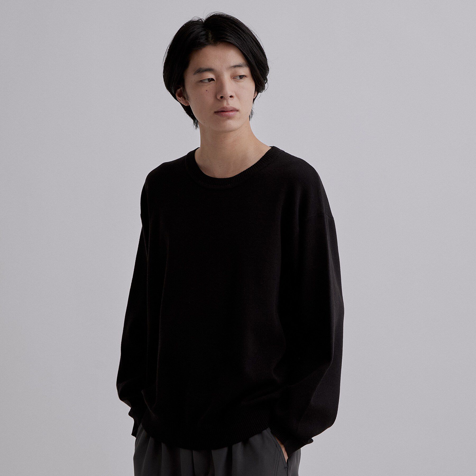 tk.TAKEO KIKUCHI「【静電気防止】CARE FREE KNITプルオーバー」|ニット・セーター|ブラック(019)