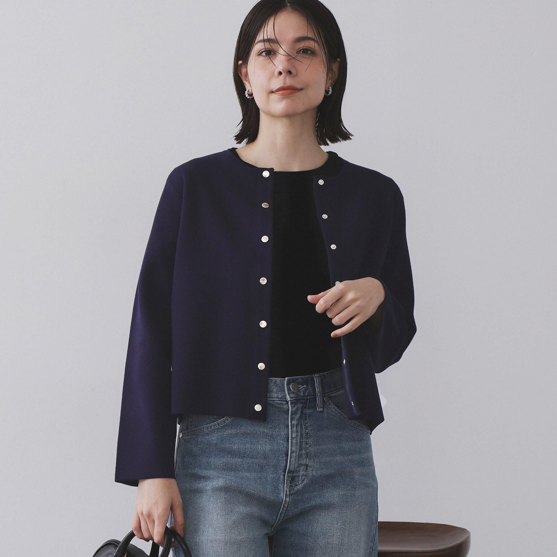 OPAQUE.CLIP「スナップボタンニットカーディガン【UVケア／洗濯機OK】《6col／S～LL》」|カーディガン|