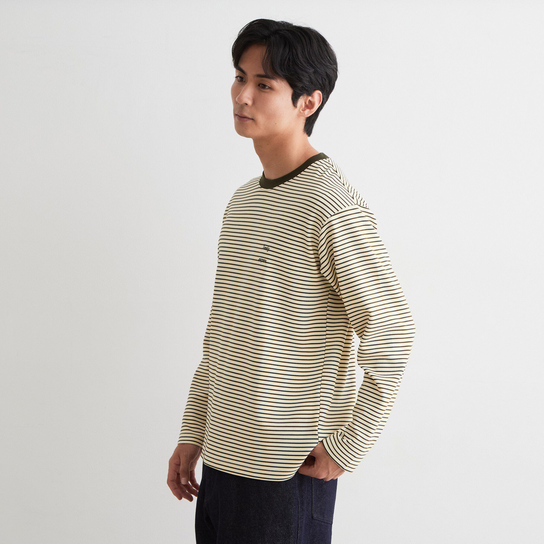 THE SHOP TK「【洗濯機OK】リップルボーダー長袖Tシャツ」|Tシャツ・カットソー|
