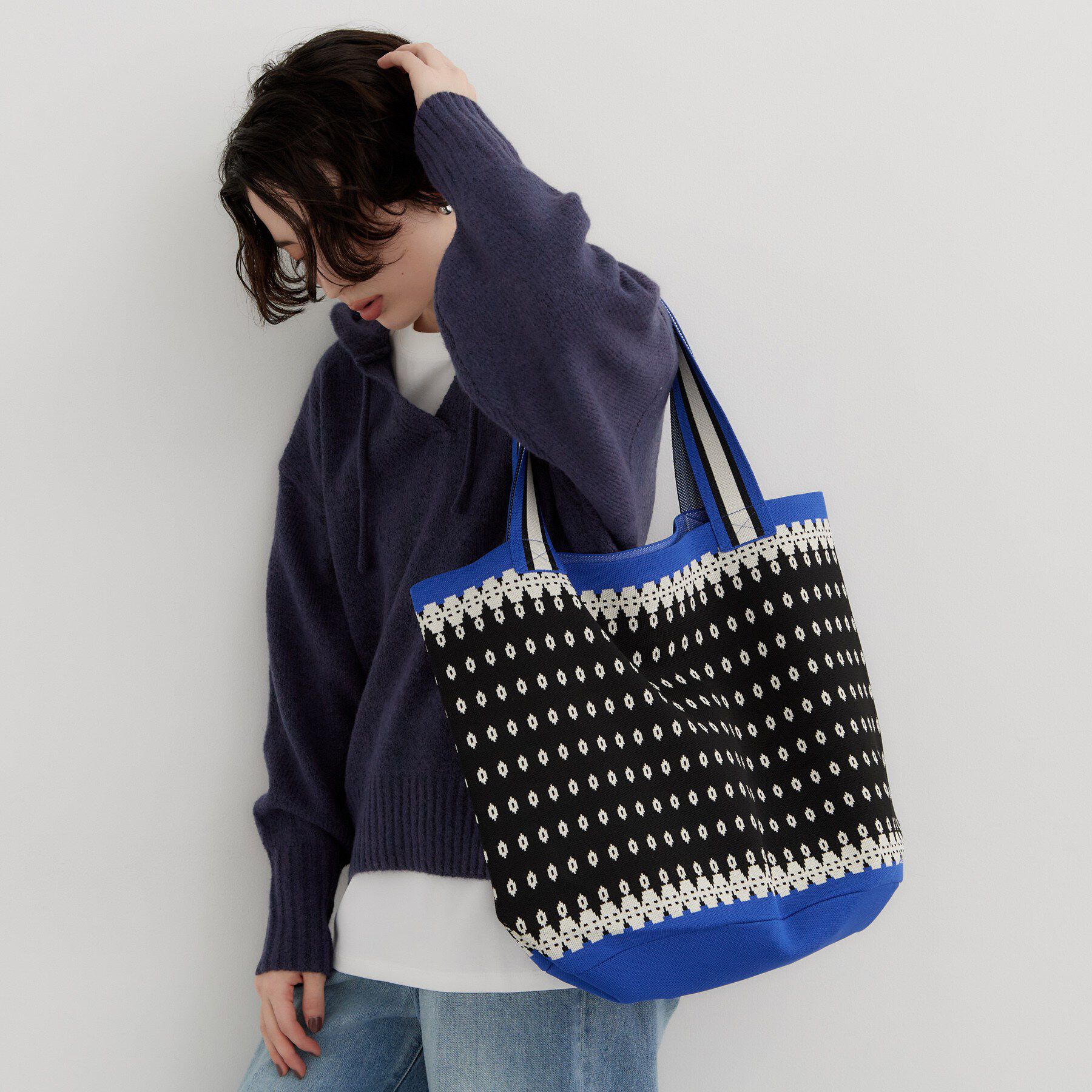 THE SHOP TK「ニットトートBAG」|トートバッグ|ブルー(193)