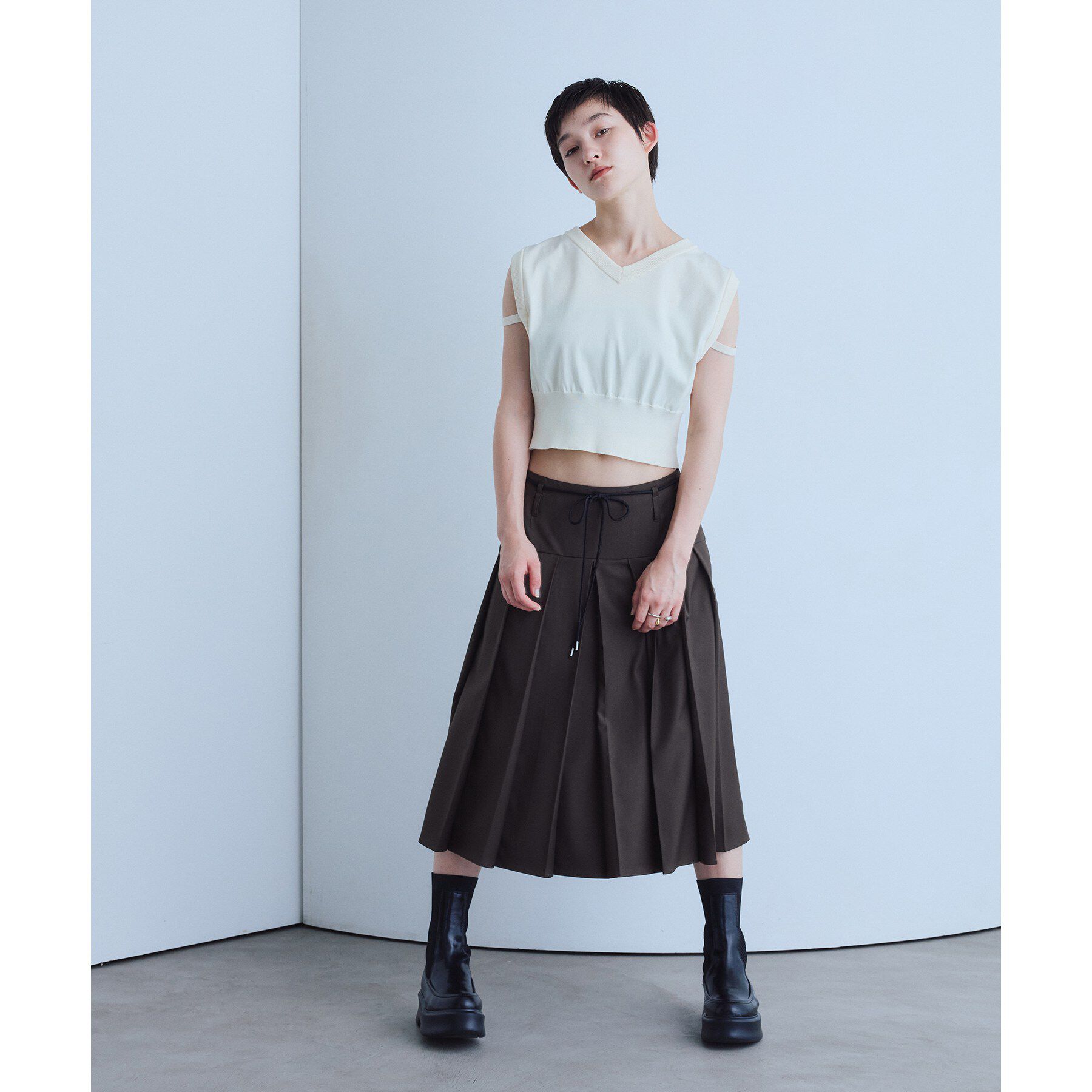 CODE A「soft pleated midi skirt」|スカート|
