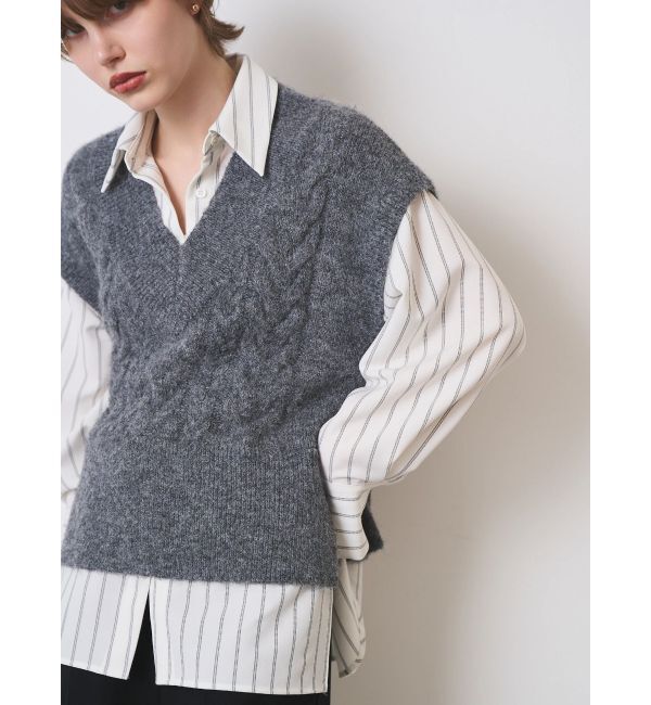 ELENDEEK「CABLE VEST DOCKING SH」|シャツ・ブラウス|
