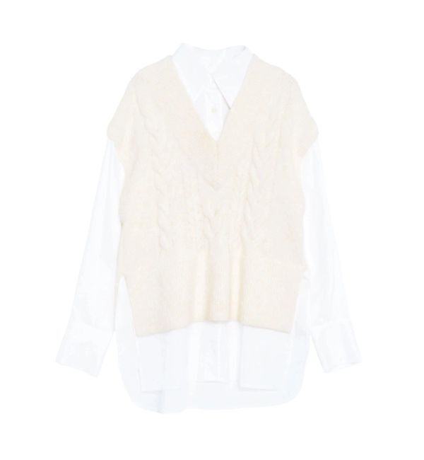 ELENDEEK「CABLE VEST DOCKING SH」|シャツ・ブラウス|