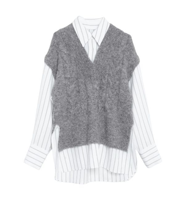 ELENDEEK「CABLE VEST DOCKING SH」|シャツ・ブラウス|