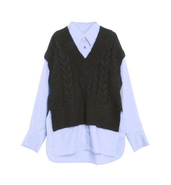 ELENDEEK「CABLE VEST DOCKING SH」|シャツ・ブラウス|