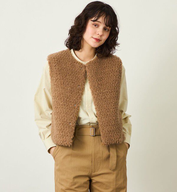 MACKINTOSH PHILOSOPHY「GREY LABEL ショートボアベスト」|ブルゾン・スタジャン|ベージュ