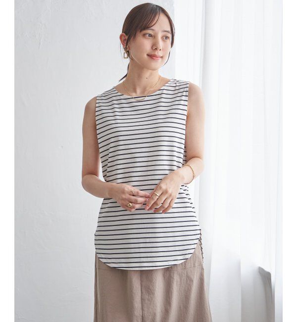 ikka「【雑誌InRed5月号掲載】コットンUSA裾ラウンドノースリプルオーバー」|タンクトップ|