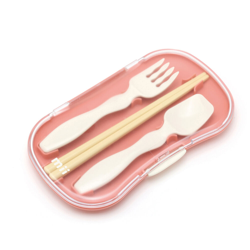BACKYARD FAMILY「mii カトラリーセット キッズ 通販 カトラリー 箸 はし ハシ スプーン フォーク 箸ケース」|食器・キッチングッズ|ピンク1