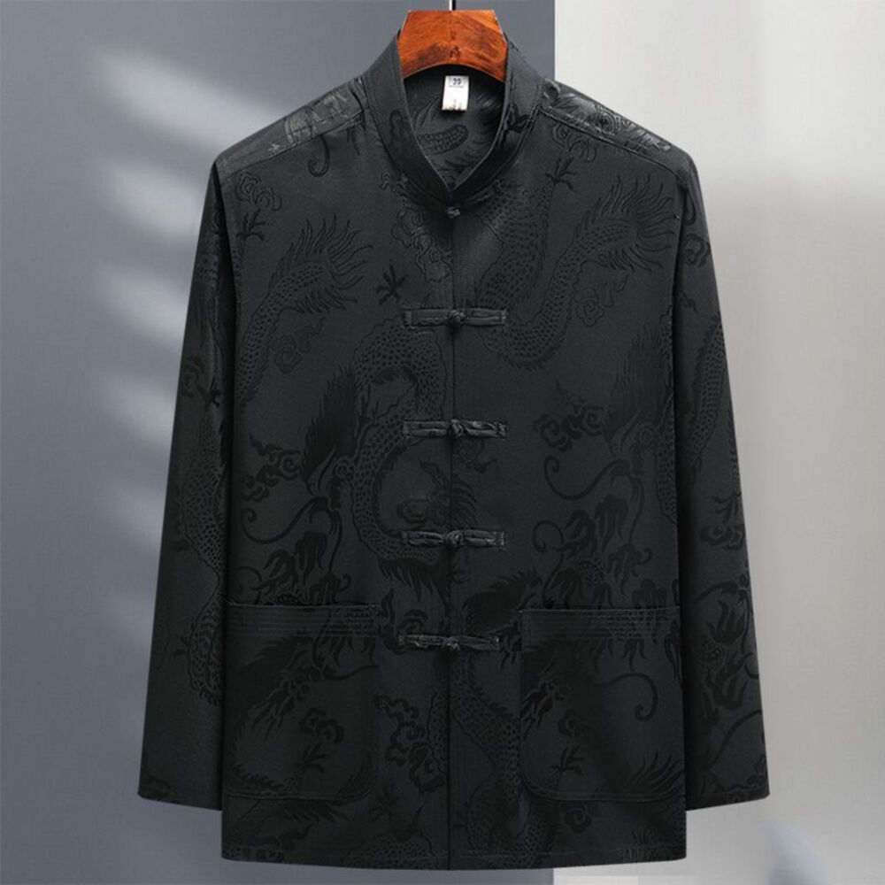 BACKYARD FAMILY「チャイナシャツ メンズ 長袖 通販 チャイナ服 中華風 カンフーシャツ 上着 シャツジャケット」|その他|ブラック1