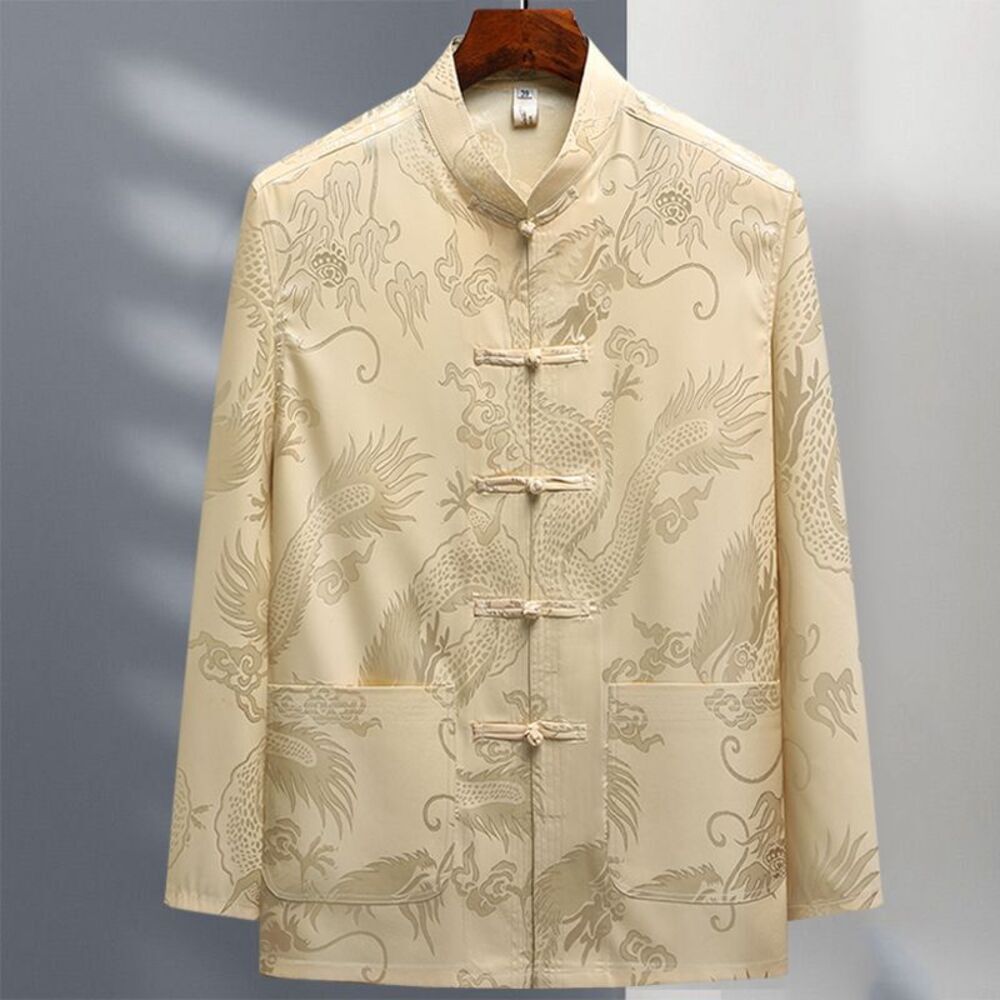 BACKYARD FAMILY「チャイナシャツ メンズ 長袖 通販 チャイナ服 中華風 カンフーシャツ 上着 シャツジャケット」|その他|ベージュ1