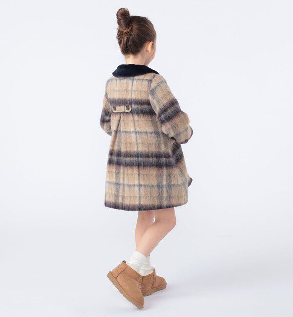 SHIPS KIDS「SHIPS KIDS:100～130cm/シャギー チェック コート」|ダッフルコート|
