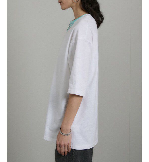 SALON adam et rope'「ビジューエンブロイダリーオーバーサイズT」|Tシャツ・カットソー|