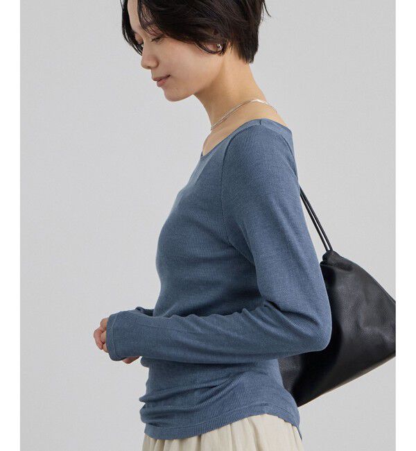 SALON adam et rope'「Hug Silkラウンドネックプルオーバー 3 / 新色追加」|Tシャツ・カットソー|ブルー系(45)