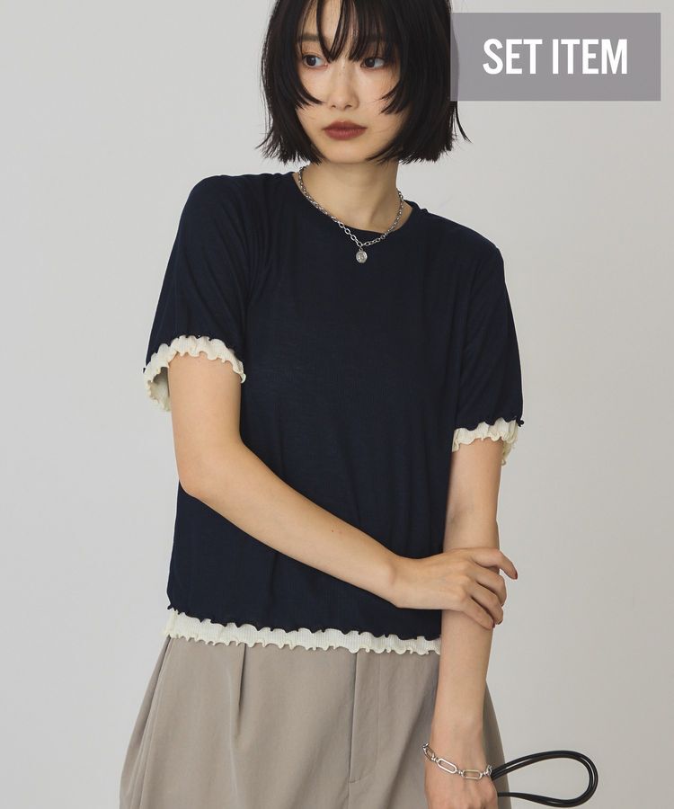 AMERICAN HOLIC「【2点セット】配色レイヤードメローTシャツ」|Tシャツ・カットソー|Dark Navy