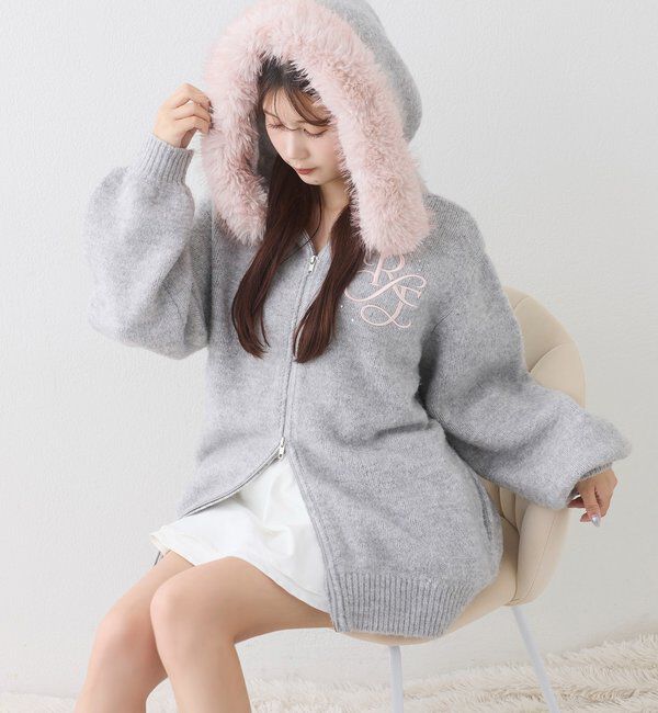  「【Premium order】ゆるたぽマシュマロフェイクファーパーカー」|ニット・セーター|