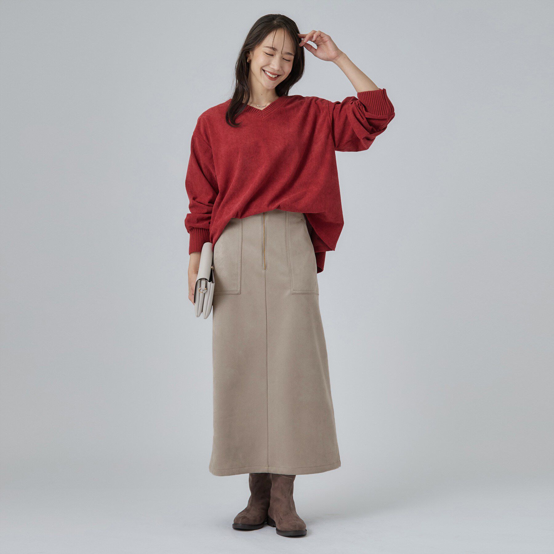 SHOO･LA･RUE「【S-LL/洗濯機可/前後2WAY】大人上品にきまる コーデュロイトップス」|Tシャツ・カットソー|
