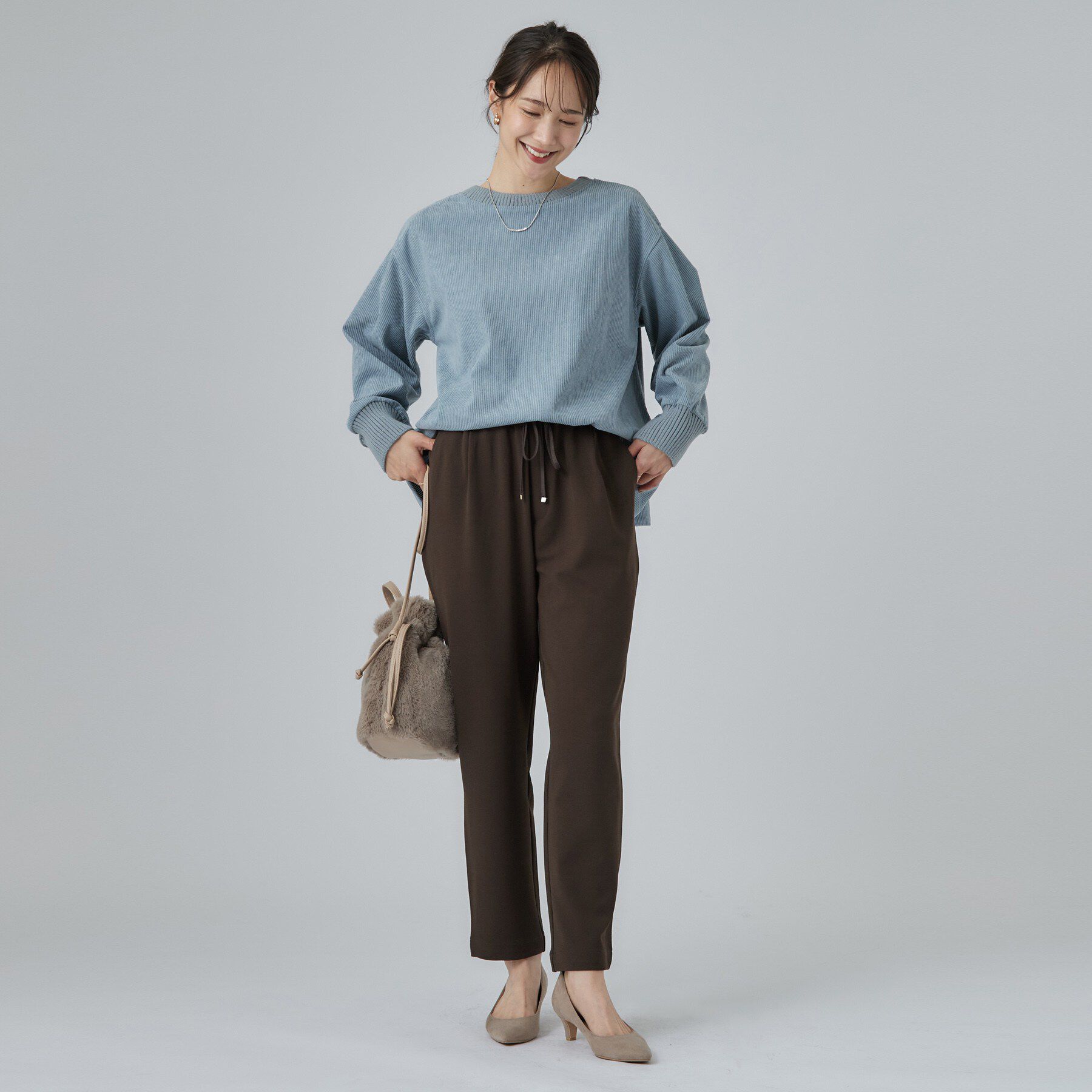 SHOO･LA･RUE「【S-LL/洗濯機可/前後2WAY】大人上品にきまる コーデュロイトップス」|Tシャツ・カットソー|