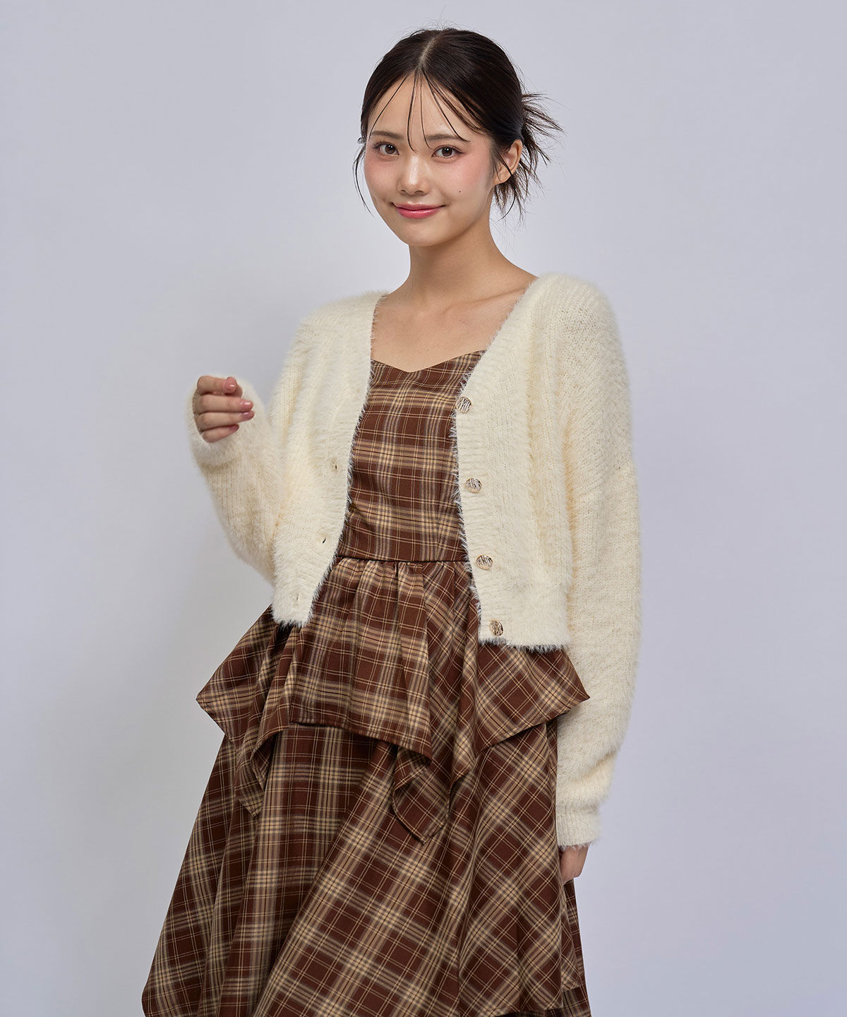 REDYAZEL「チェックキャミソールティアードロングワンピース」|ワンピース|