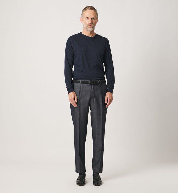 UNITED ARROWS「＜SOVEREIGN＞ グレー シャンブレー ハーフギャザー イージースラックス」|チノ|