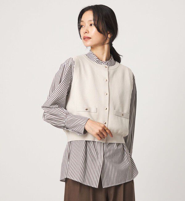 UNITED ARROWS green label relaxing「ニットベスト&times;フリルネック ブラウス」|シャツ・ブラウス|