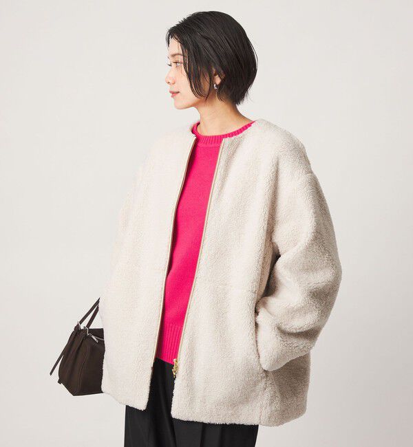 UNITED ARROWS green label relaxing「［size SHORTあり］ボア ノーカラー ブルゾン」|ブルゾン・スタジャン|