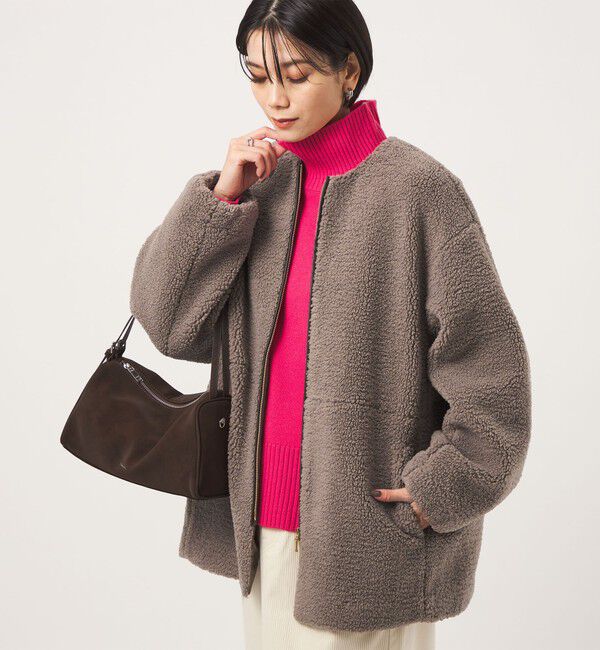 UNITED ARROWS green label relaxing「［size SHORTあり］ボア ノーカラー ブルゾン」|ブルゾン・スタジャン|MOCA