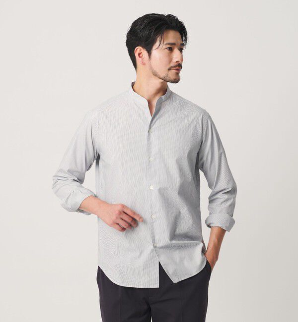 BEAUTY&YOUTH UNITED ARROWS「【WEB限定 WARDROBE SMART】コットン バンドカラー スキッパー シャツ」|シャツ・ブラウス|