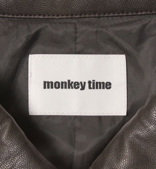 MONKEY TIME「ウールミックス ツイル チェック レザーライク カラー ジャケット」|その他|
