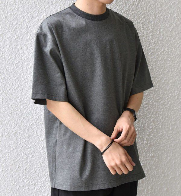 SHIPS any「SHIPS any:〈接触冷感/遮熱/UVカット〉COOL TOUCH スムース デザイン リブ セミ モックネック Tシャツ◇」|Tシャツ・カットソー|