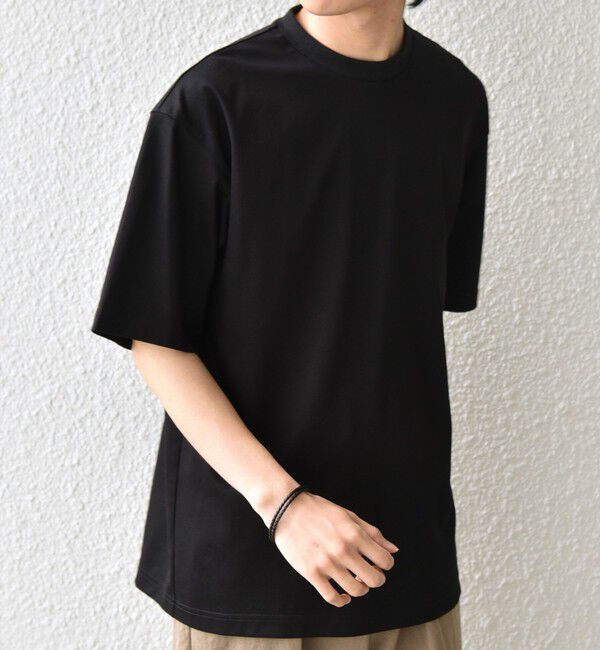 SHIPS any「SHIPS any:〈接触冷感/遮熱/UVカット〉COOL TOUCH スムース デザイン リブ セミ モックネック Tシャツ◇」|Tシャツ・カットソー|