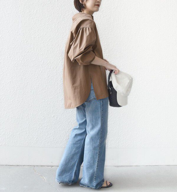 SHIPS for women「〈手洗い可能〉無地 / ストライプ サイド スリット スキッパー コットン シャツ 2」|シャツ・ブラウス|